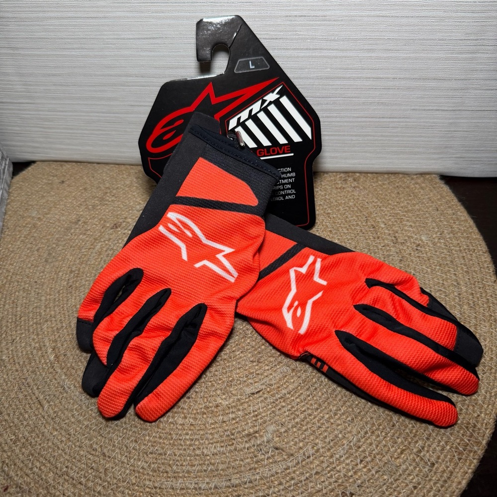 Alpinestars Orange and Black Youth Radar Gloves NWT size youth large